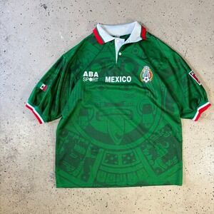 Vintage 90s Boot ABA Sport Green Mexico Aztec Blokcore Soccer Jersey Size XL